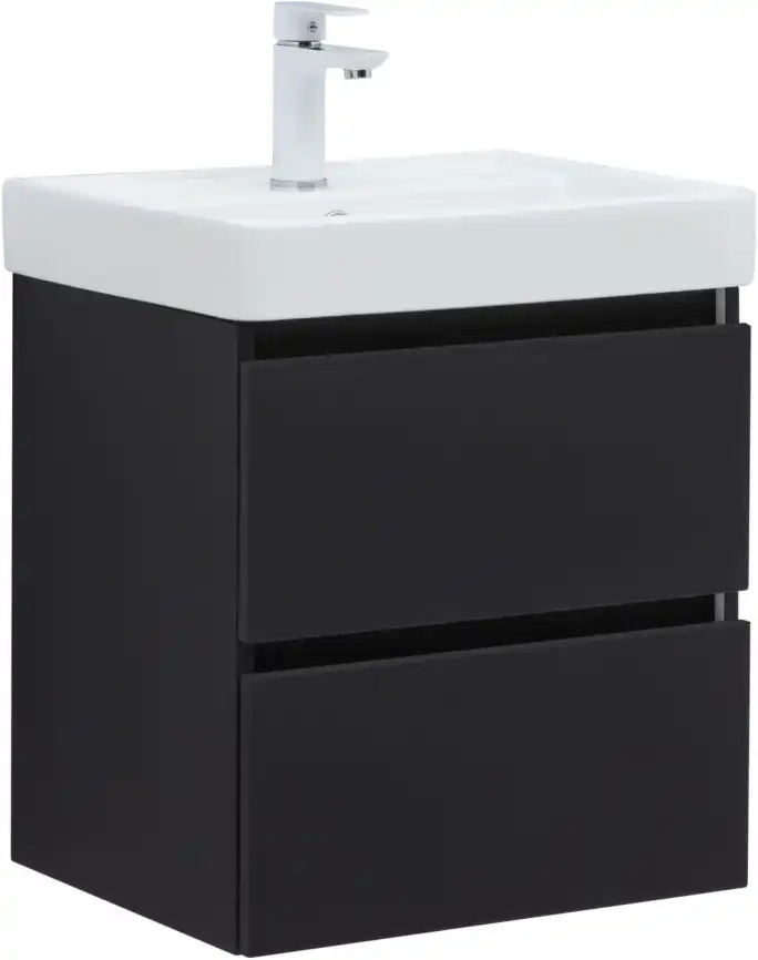Тумба под раковину Aquanet Вега 2.0 50 черный, подвесная, 337952 фото 1