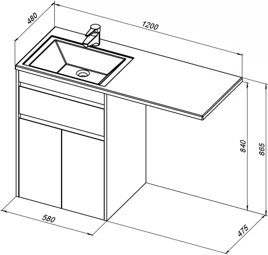 Тумба под раковину Aquanet Токио 120/58 белый (напольная, 1 ящик, 2 дверцы) 237745 фото 3