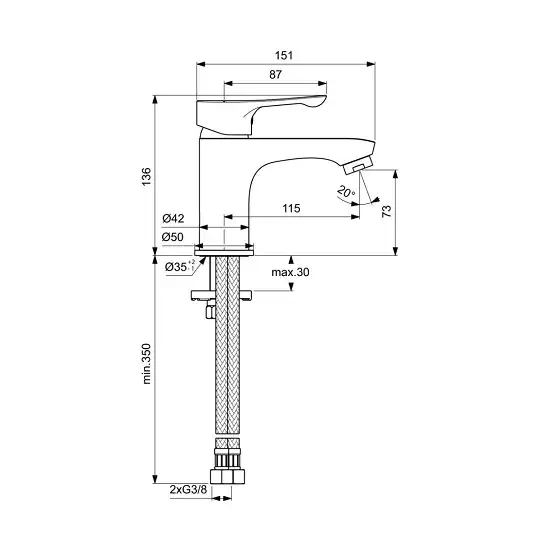 Смеситель для раковины Ideal Standard Alpha BC552AA, однорычажный, цвет Хром фото 3