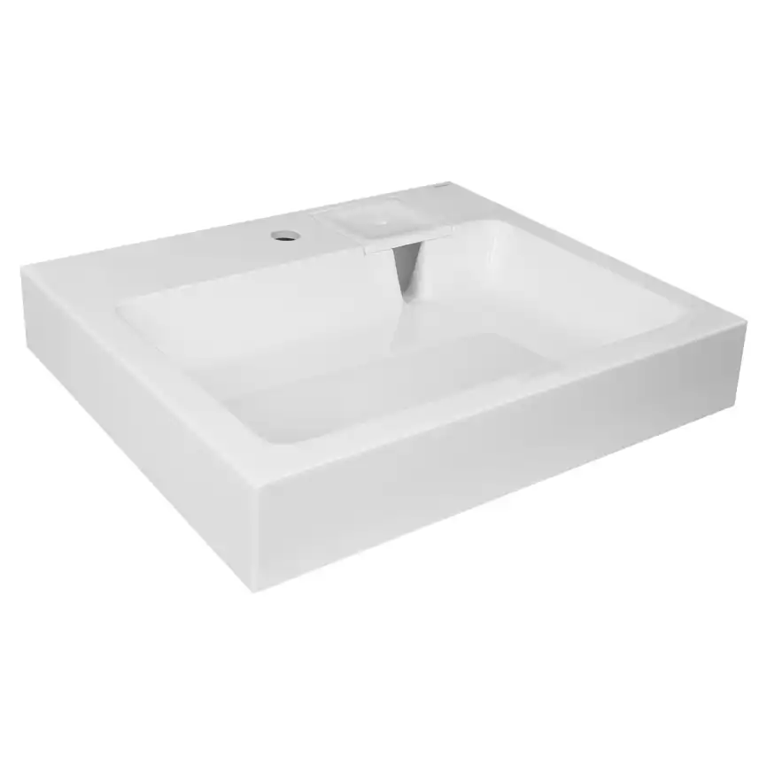 Раковина Azario ETNA 60х50 CS00086607 над стиральной машиной, из литьевого мрамора, Белая фото 3