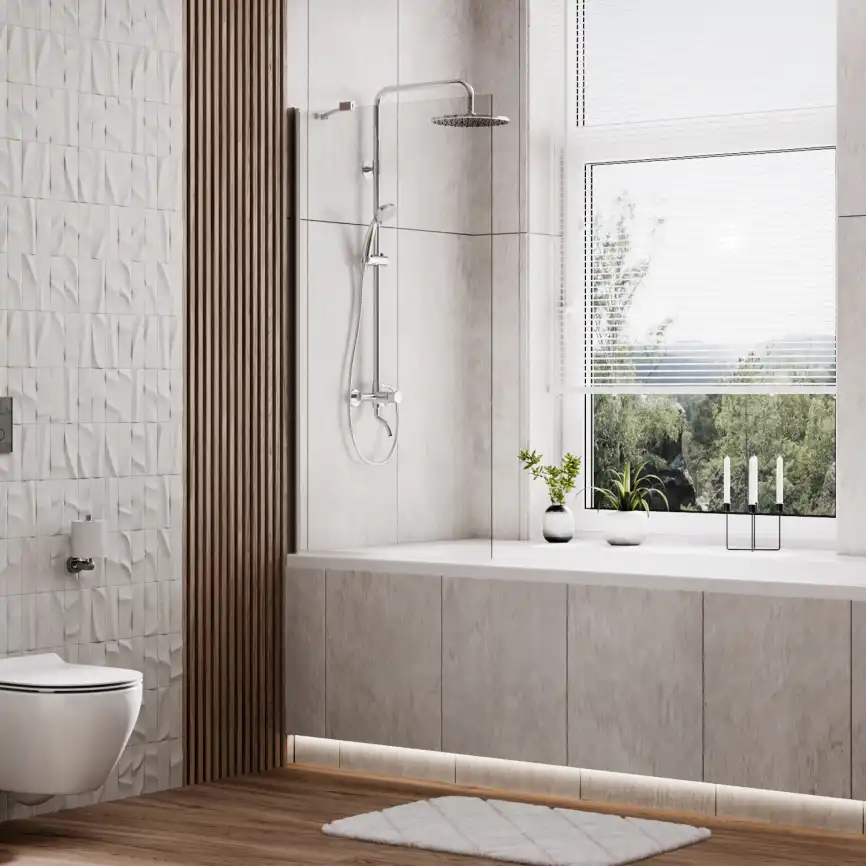 Шторка для ванны WasserKRAFT Berkel 48P 80 см, 48P01-80 Fixed, профиль Хром, стекло Прозрачное фото 2