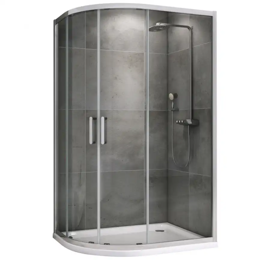 Душевой уголок ABBER Schwarzer Diamant 100х80 см, AG01180, профиль хром, стекло прозрачное фото 1