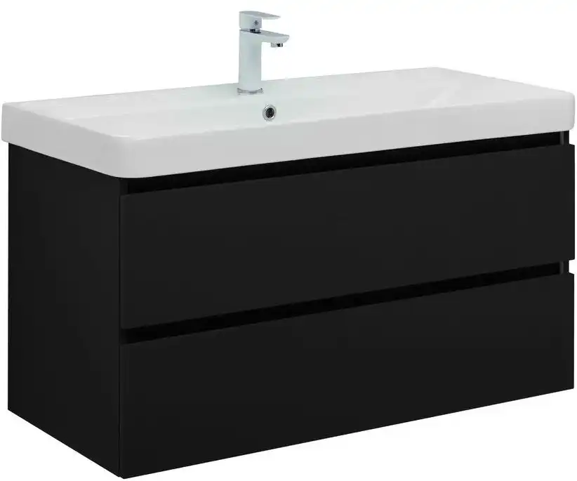 Тумба под раковину Aquanet Вега 2.0 100 черный, подвесная, 337951 фото 1