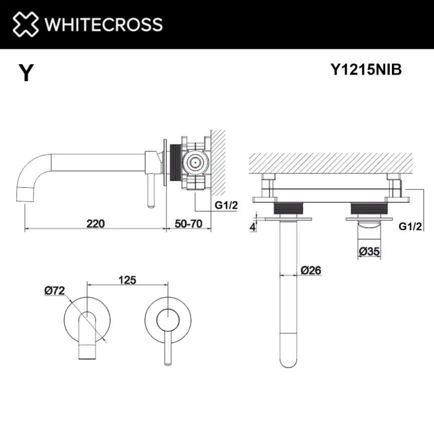 Смеситель для раковины Whitecross Y brushed nickel скрытого монтажа Никель брашированный, Y1215NIB фото 3