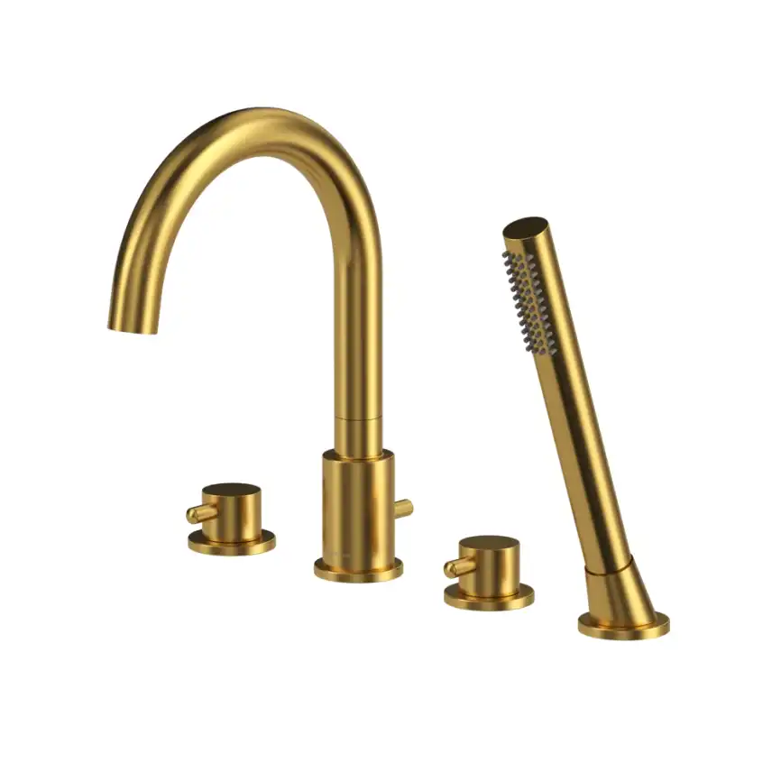 Смеситель на борт ванны Whitecross Y brushed gold на 4 отверстия Золото брашированное, Y1232GLB фото 1