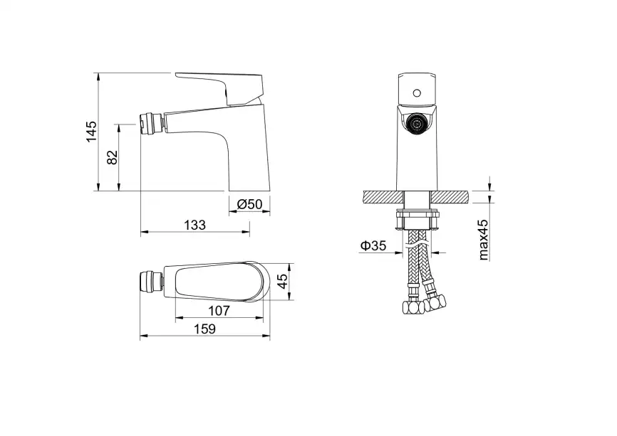 Смеситель для биде Aquatek Бетта AQ1118BGM, Оружейная сталь фото 2