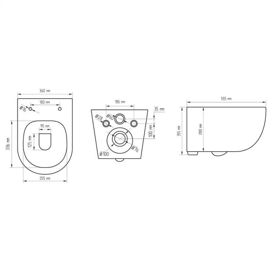 Унитаз подвесной AVS Диапазон 813-0009-L-T-GW безободковый, со смывом Торнадо, белый фото 3