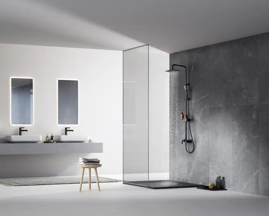 Душевая система Lemark Tropic LM7002BL для ванны с изливом, верхний и ручной душ  Черный матовый фото 3