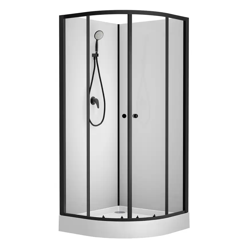 Душевая кабина Loranto NEO 100х100 CS-21800-100, низкий поддон, цвет профиля черный фото 1