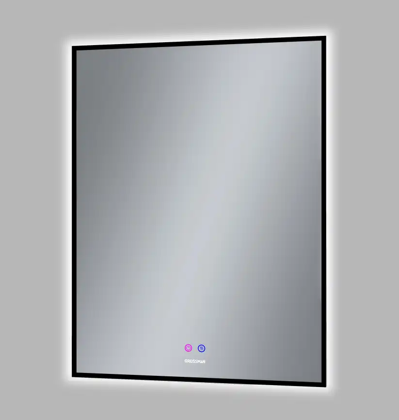 Зеркало Grossman PRAGMA-норма BLACK 60х80 1860802 с подстветкой, сенсорный выключатель, с подогревом, Черный матовый фото 2