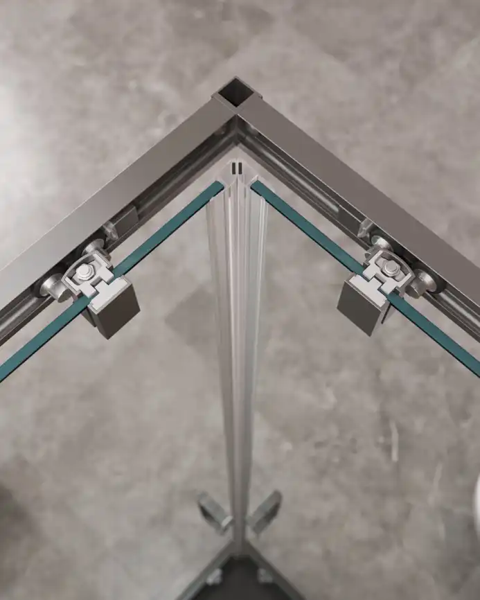 Душевой уголок CEZARES MOLVENO-AH-21-100+20-C-GM-IV стекло Прозрачное, профиль Оружейная сталь фото 3