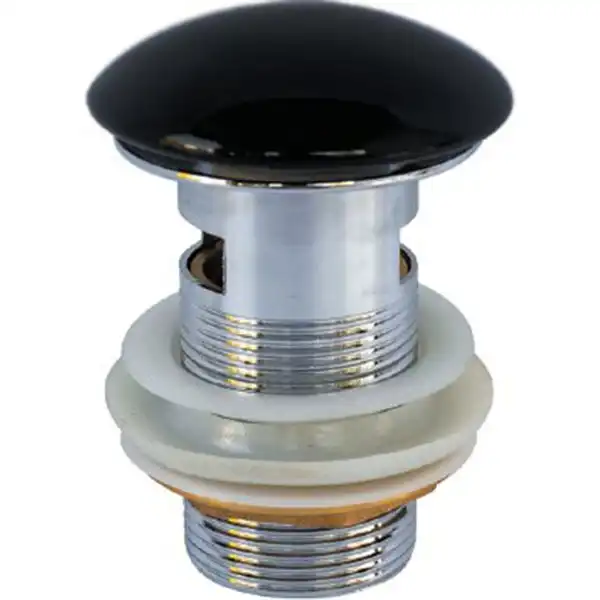 Донный клапан для раковины CeramaLux RD019 с переливом, Черный глянцевый фото 1