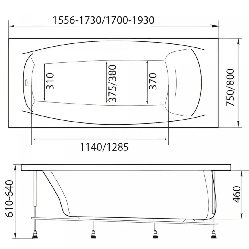 Акриловая ванна Marka One PRAGMATIKA 173-155х75 01пр17375 прямоугольная, Белая фото 7