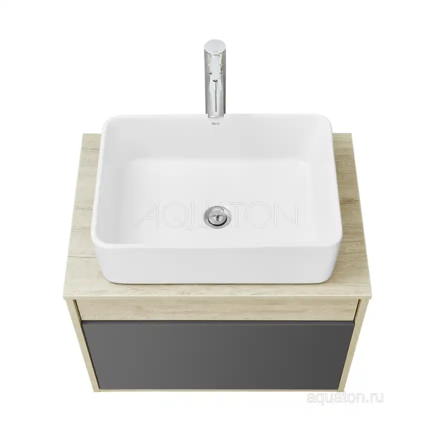 Тумба под раковину Aquaton Лофт Урбан 65 1A254001LQX60 подвесная цвет, серый графит / дуб орегон фото 13