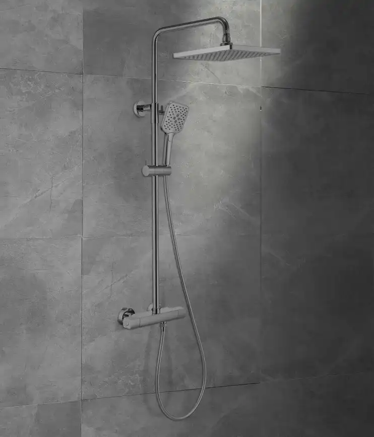 Душевая система  Vincea Next VSFS-1N0TGM VSFS-1N0TGM  с термостатом, вороненая сталь фото 1