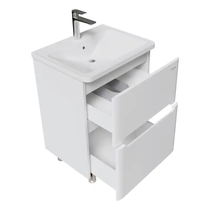 Тумба под раковину Grossman Адель-Норма 60 напольная, белая глянцевая (106039) фото 5