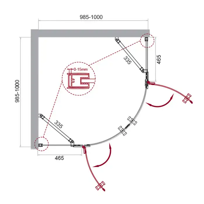 Душевой уголок BelBagno KRAFT-R-2-100-C-Cr профиль Хром стекло Прозрачное фото 7