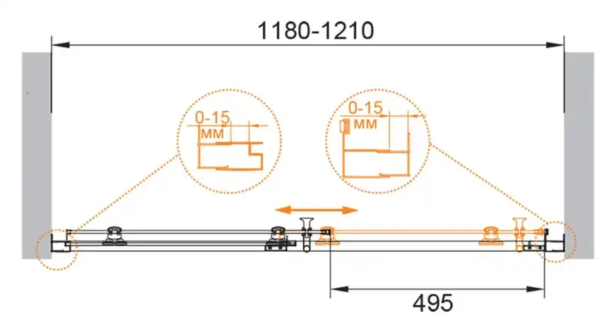 Душевая дверь Cezares ECO 120 см, ECO-O-BF-1-120-C-NERO, профиль Хром, стекло Прозрачное фото 2