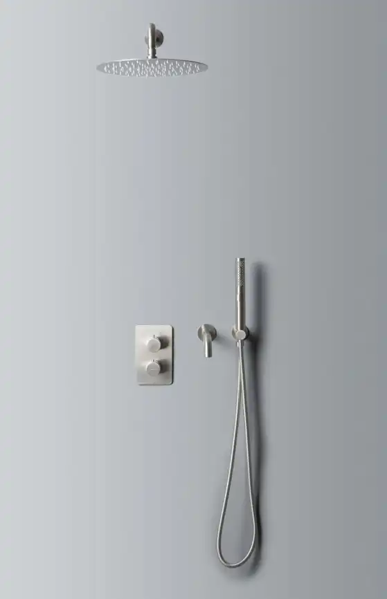 Душевая система Allen Brau Priority 5.31014-BN для ванны с изливом, термостатическая, встраиваемая, Никель браш фото 8