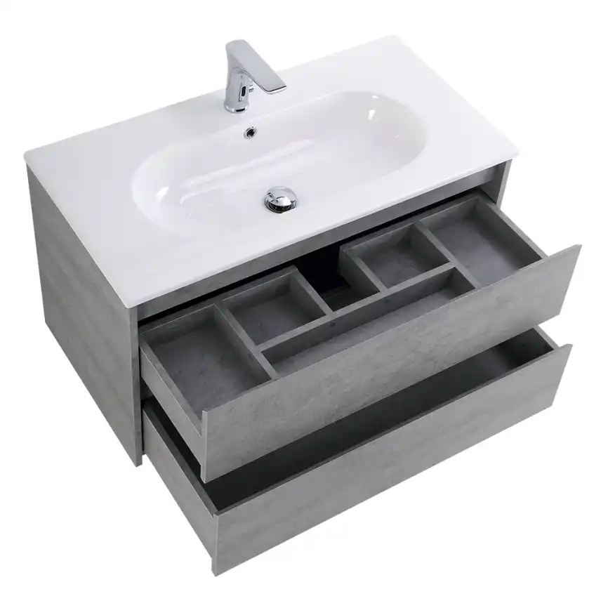 Тумба под раковину BelBagno KRAFT-1000-2C-SO-CG подвесная Cemento Grigio фото 6