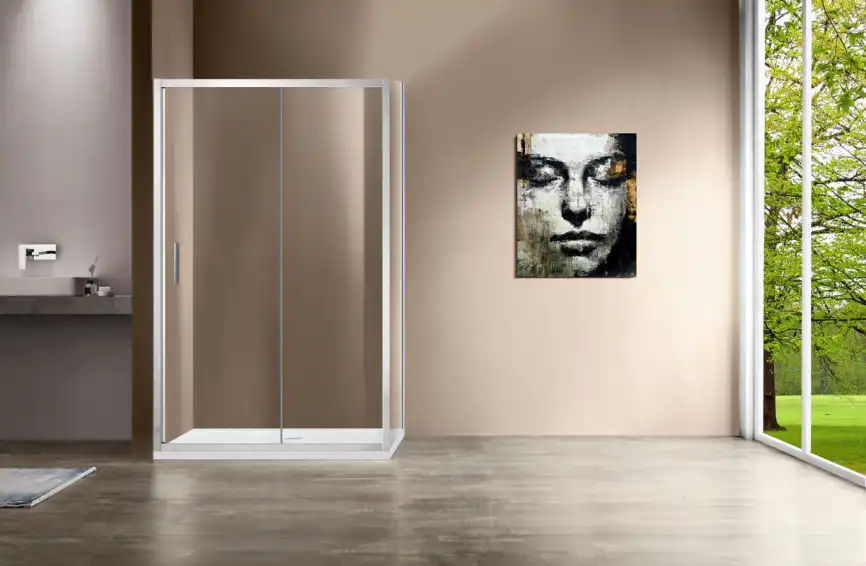 Душевой уголок Vincea Garda 110х100 VSR-1G1011CL, дверь раздвижная, профиль хром, стекло прозрачное фото 2