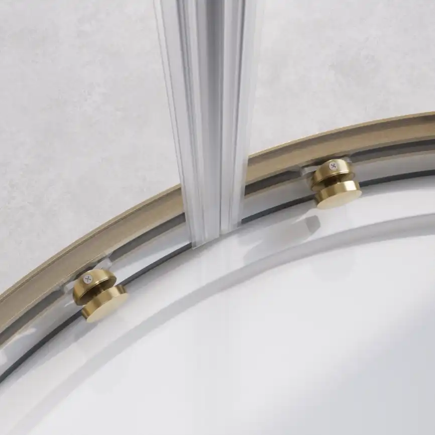 Душевой уголок CEZARES RELAX-304-R-2-100-C-BORO стекло Прозрачное, профиль Брашированное золото фото 3