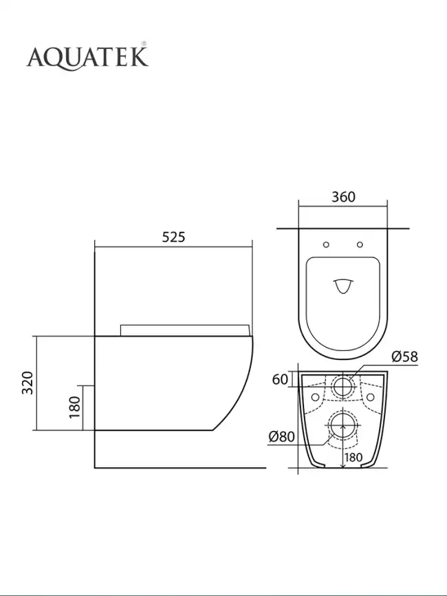 Подвесной унитаз Aquatek Европа AQ1901-MB безободковый, с сиденьем микролифт, Черный матовый фото 7