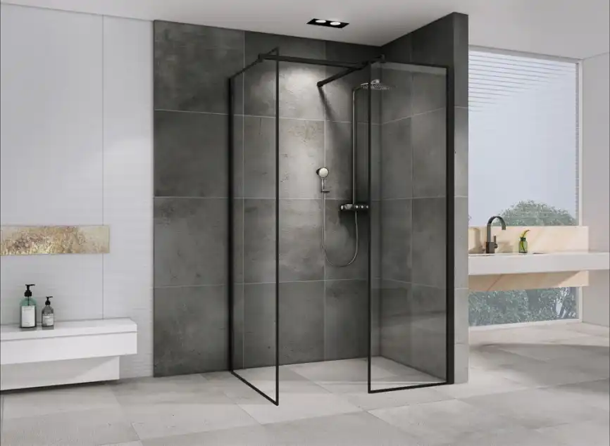 Душевой уголок ABBER Immer Offen 120х90 см, AG67129B, профиль черный, стекло прозрачное фото 2