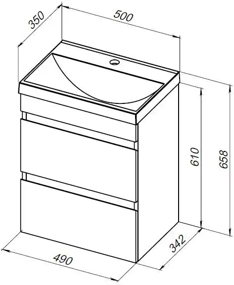 Тумба под раковину Aquanet Нота New 50 дуб веллингтон табак 334190 фото 2
