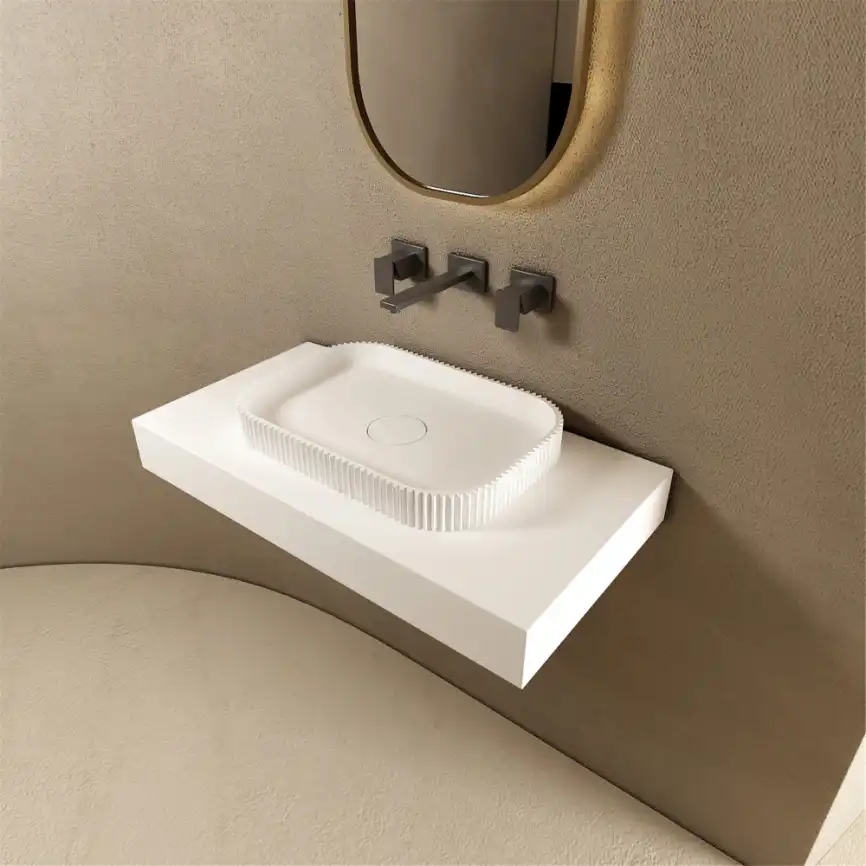 Раковина накладная ABBER STEIN 50х35х6 AS2602, прямоугольная, белая матовая фото 4