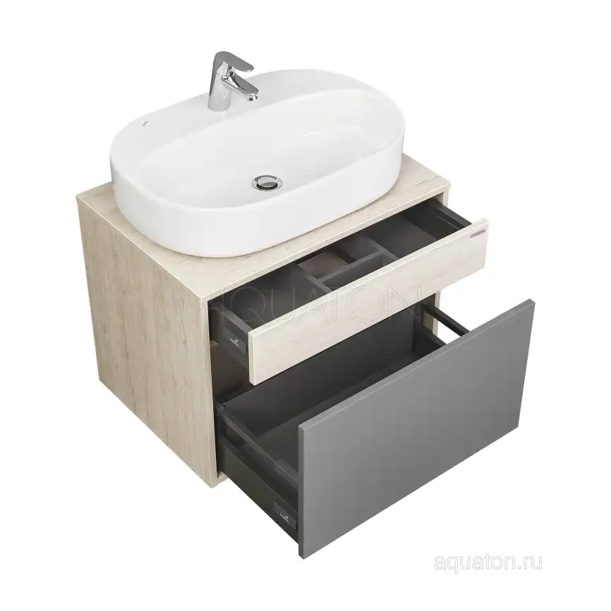 Тумба под раковину Aquaton Лофт Урбан 65 1A254001LQX60 подвесная цвет, серый графит / дуб орегон фото 9