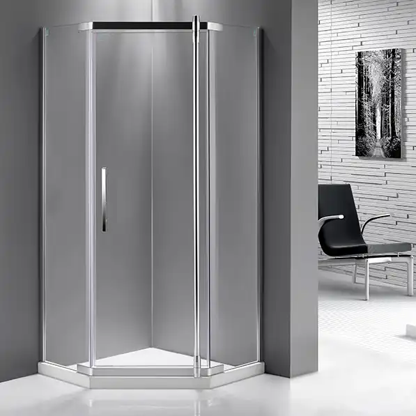 Душевой уголок Mirsant Smart Pentagon 100х100 профиль Хром стекло прозрачное фото 1