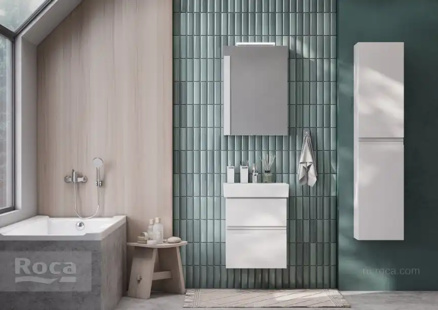 Зеркальный шкаф Roca Oleta 50 A857644501 с подсветкой, Белый матовый фото 7