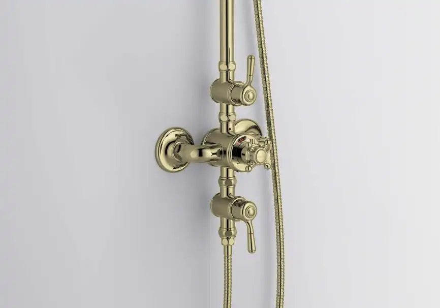 Душевая система Aquatek КЛАССИК AQ2563PG с термостатом, Золото глянцевое фото 8