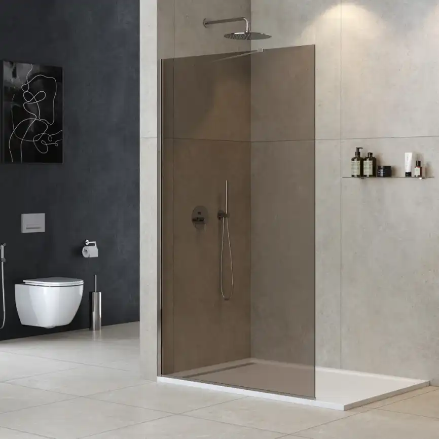 Душевая перегородка LIBERTA-L-1-TB-120-BR-Cr стекло Tонированная бронза, профиль Хром фото 1