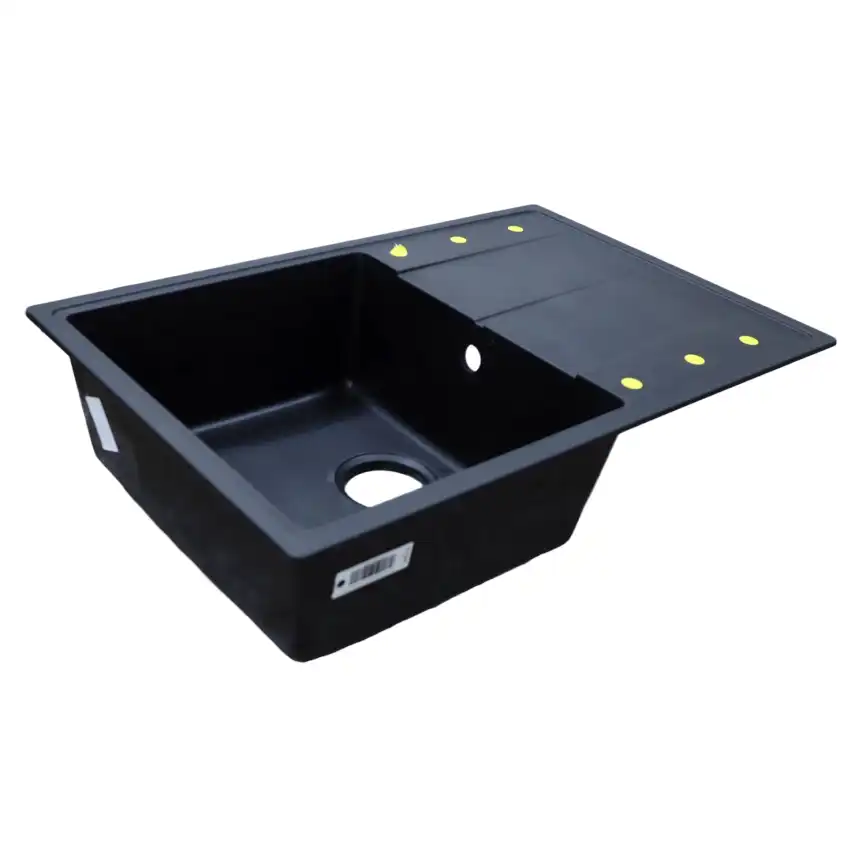 Кухонная мойка AZARIO Izmir 740х480х197 кварцевая, прямоугольная, цвет Черный: CS00097684 фото 2