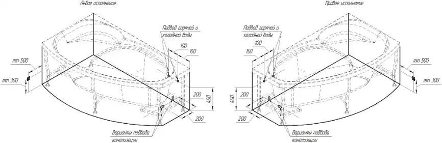 Акриловая ванна Radomir София 170х100 левая (2-01-0-1-1-223), на каркасе, белая фото 8
