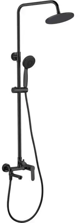 Душевая система Aquanet Passion AF300-72-R-B для ванны с изливом, верхний и ручной душ, Черный матовый фото 1