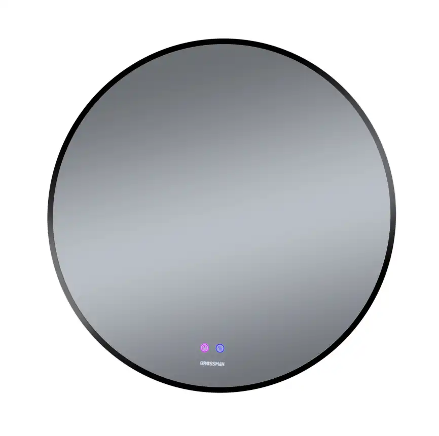 Зеркало Grossman COSMO-норма BLACK 80х80 1980802 с подстветкой, сенсорный выключатель, с подогревом, Черный матовый фото 1