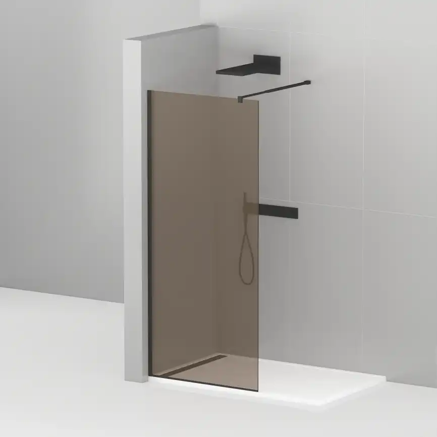 Душевая перегородка CEZARES LIBERTA-L-1-120-BR-NERO стекло Tонированная бронза, профиль Черный фото 6