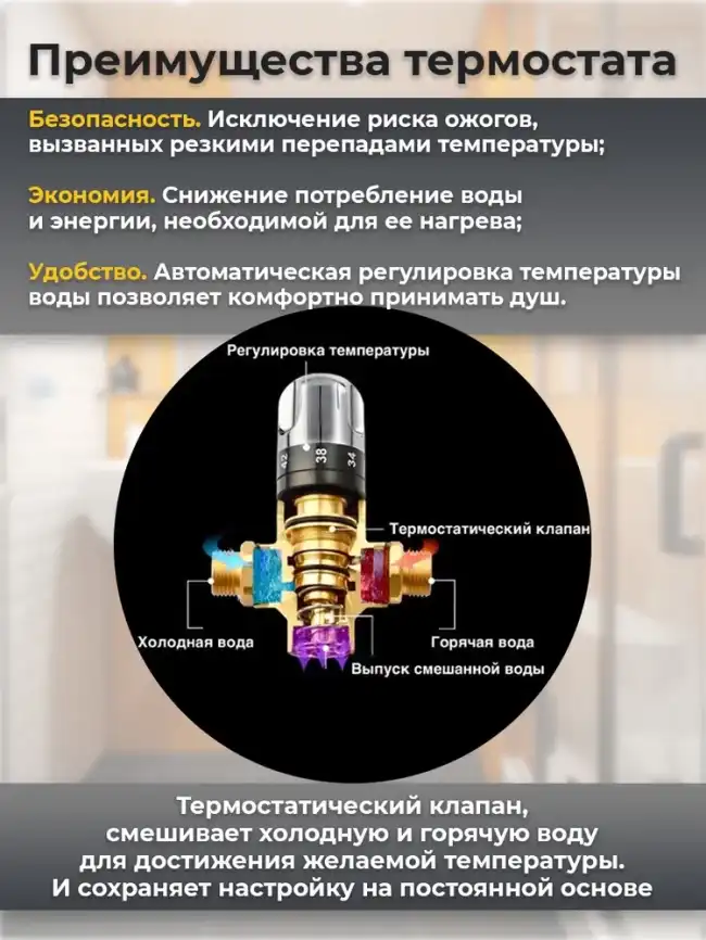 Встраиваемая душевая система AVS TERMO 811-503-GM термостат с изливом, оружейная сталь фото 4