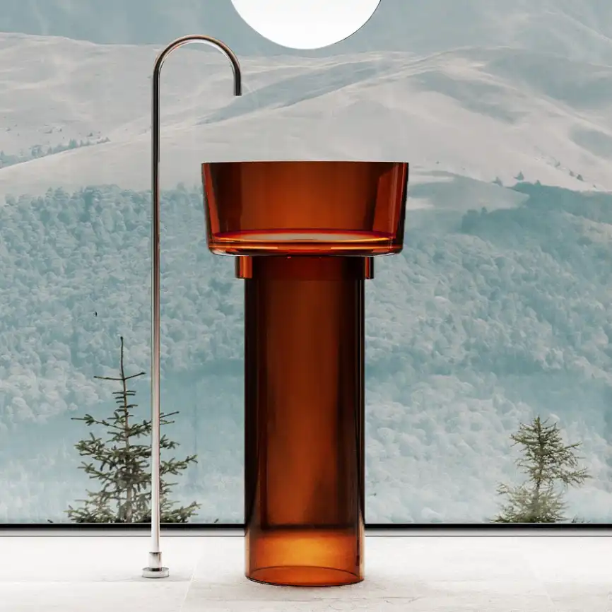 Раковина напольная ABBER KRISTALL 45х45х90 AT2702Opal, круглая, коричневая фото 1