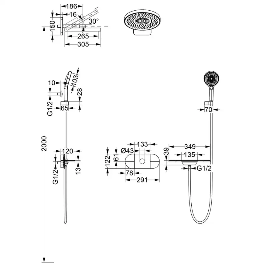 Душевая система  Vincea Futura VSFW-2F12TCH VSFW-2F12TCH  с термостатом, встраиваемая, хром фото 7