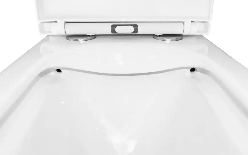 Унитаз-компакт Azario Quadro AZ-2175 напольный, безободковый, в комплекте с бачком и сиденьем микролифт, Белый глянцевый фото 6
