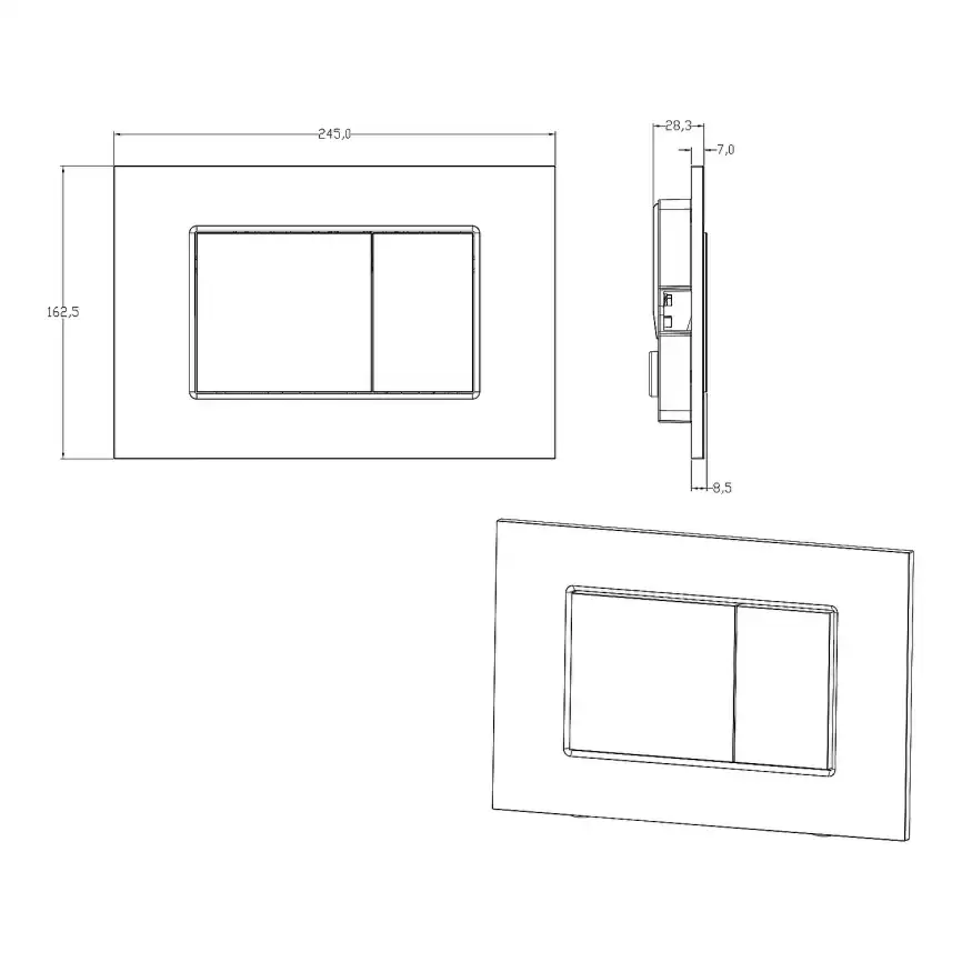 Кнопка смыва AZARIO NEW-TS AZ-ABS-001-GG, Сатин фото 3