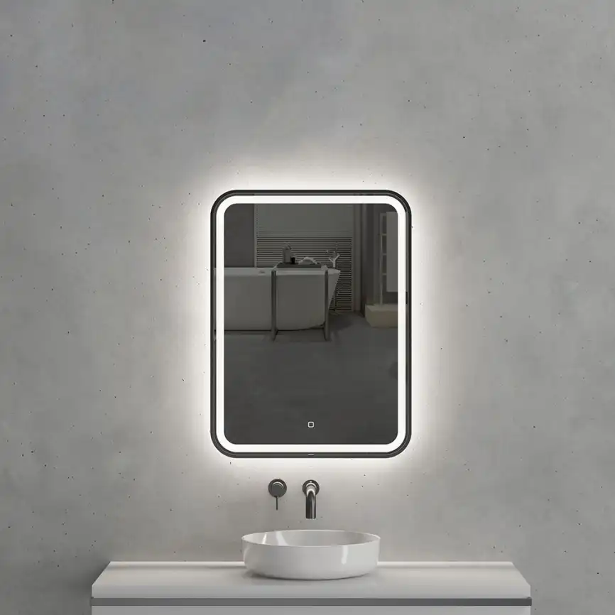 Зеркало с подсветкой AVS Отарио 60х80 см, черное фото 2