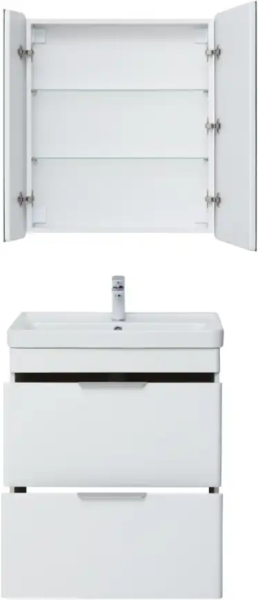 Тумба под раковину Aquanet Ирис new 70 белый глянец (2 ящика) 310153 фото 15