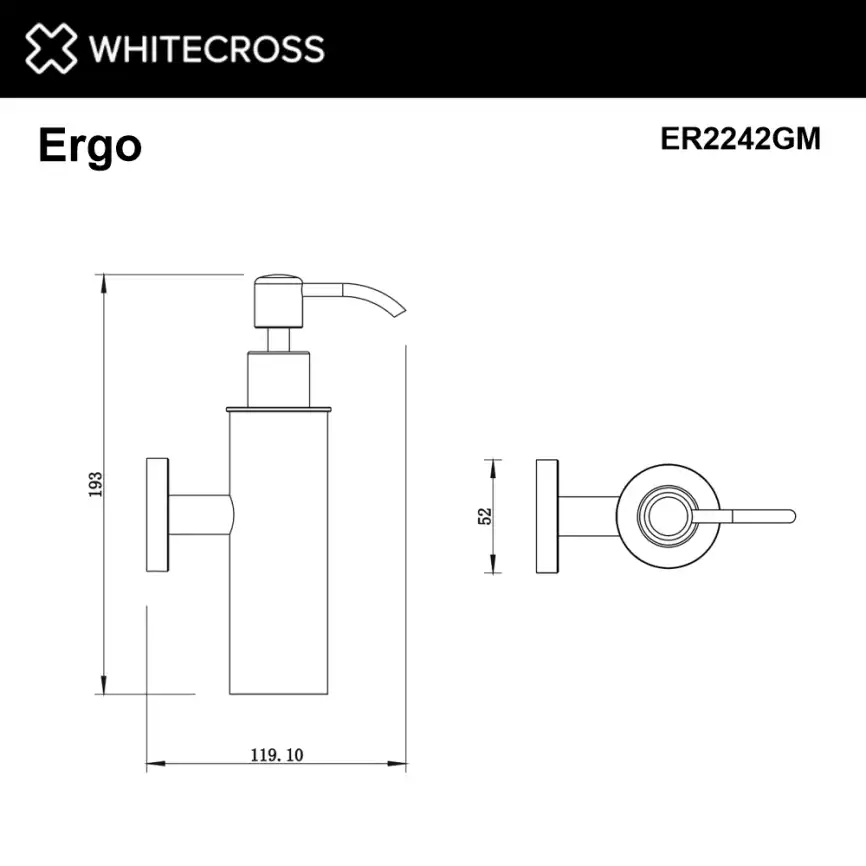 Дозатор для жидкого мыла Whitecross ERGO gunmetal, ER2242GM, Оружейная сталь фото 2