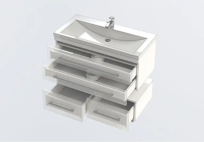 Тумба под раковину Aquanet Верона 100 белый (подвесная 2 ящика) 175382 фото 11