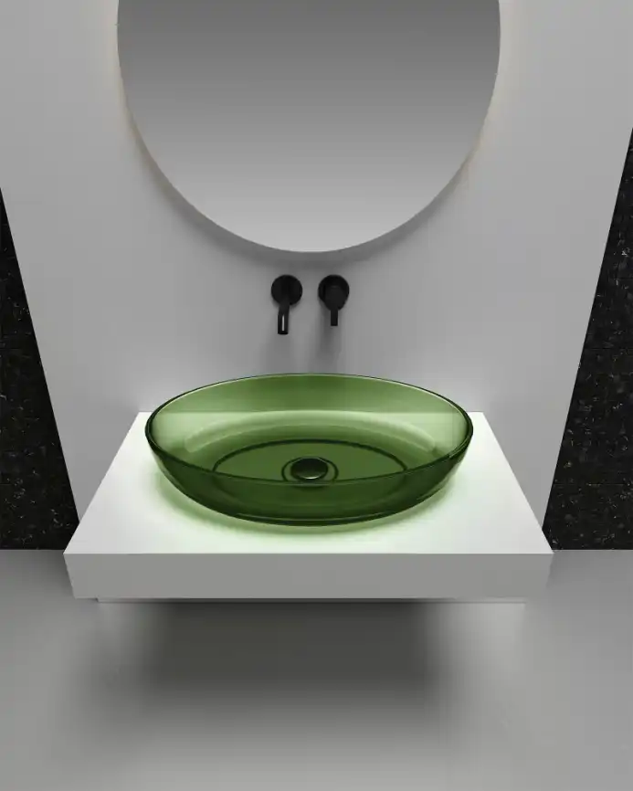 Раковина накладная ABBER KRISTALL 60х40х13 AT2801Emerald, овальная, зеленая фото 3